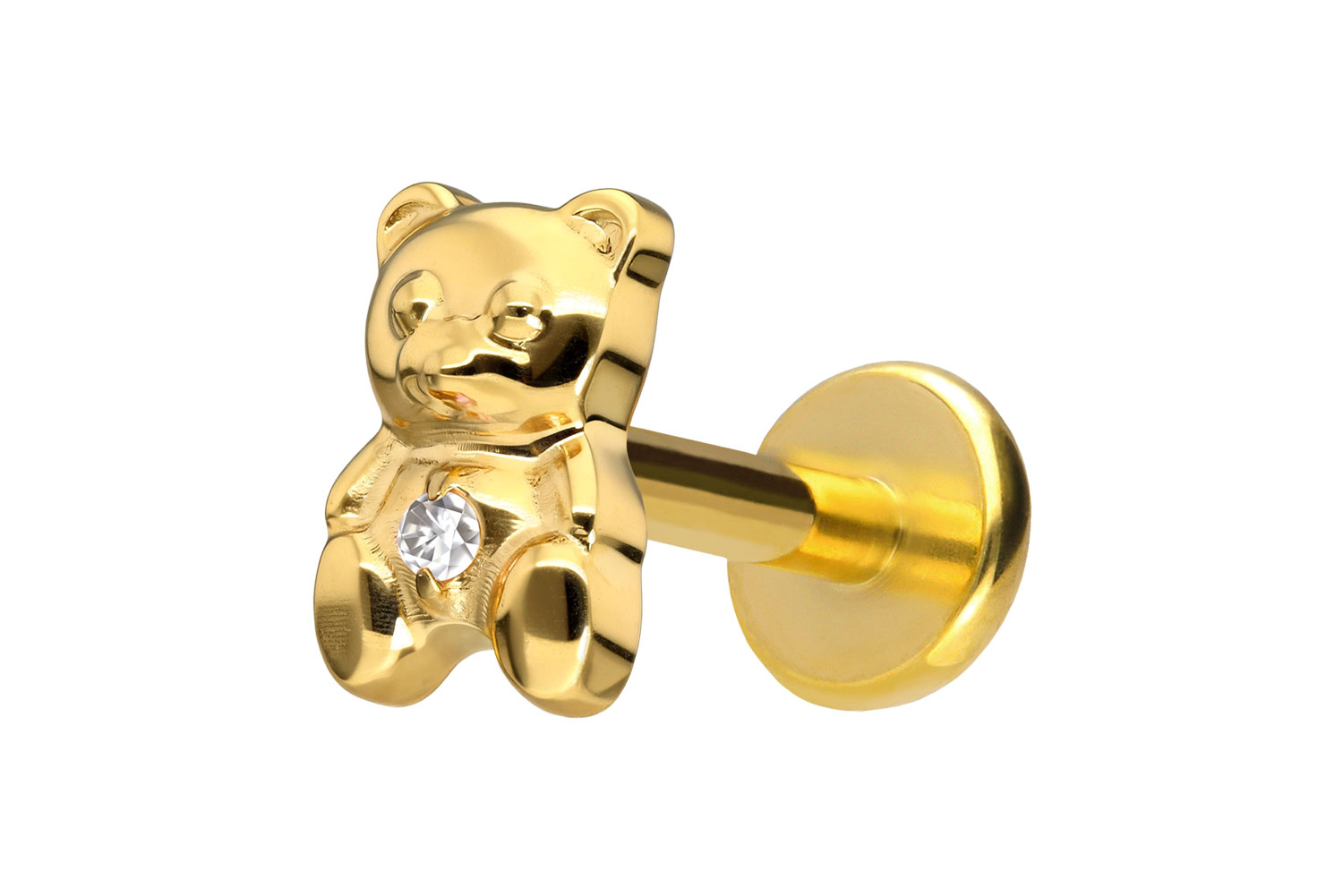 Titan Labret Piercing mit Push Fit TEDDYBÄR